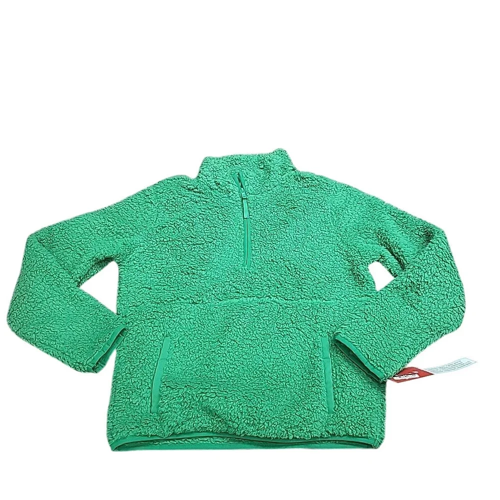 Kids Boys Girls Cozy Lounge Sherpa Sweatshirt Pullover Large Size 10/12 Green